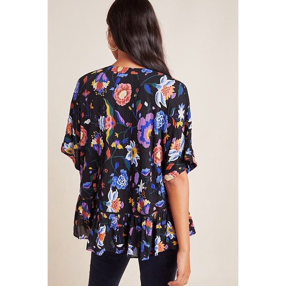 Anthropologie Plus Size Josie Dolman Floral Blouse - Picture 2 of 10
